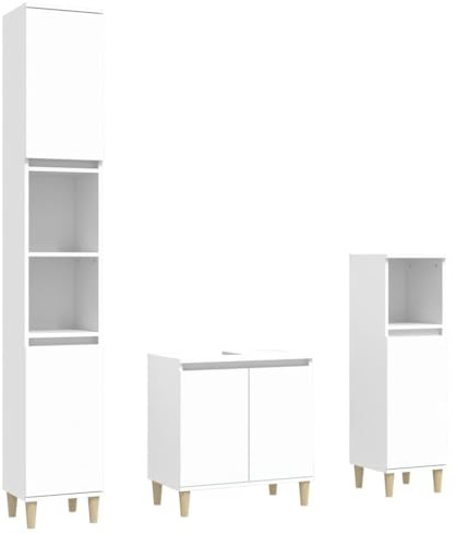 vidaXL 3-TLG. Badmöbel-Set Weiß Holzwerkstoff