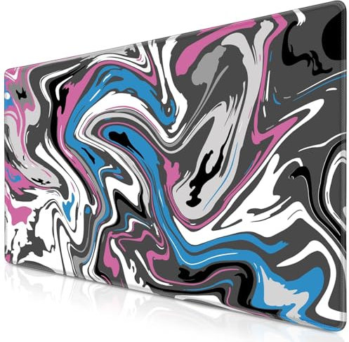 Abetcabe Gaming Mauspad XXL, Mousepad 900 x 400mm, Fluid Art Mauspad groß Vernähte Kanten WassXerdicht Anti-Rutsch für PC, Laptop Verbessert Präzision und Geschwindigkei