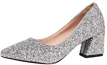 Scarpe Decolte Donna Tacco Medio, Sexy Cerimonia Pelle Tacchi Tacco Basso Pianta Larga Casual Decollete Sposa con Tacco Scarpe Cerimonia Chiusi Davanti Comodi Scarpe Tacco Eleganti