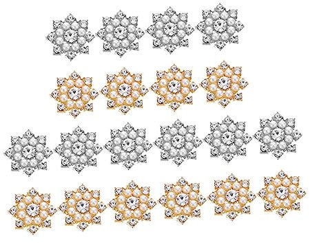 minkissy 20St Strassperlenblume Handy-Zubehör Schneeflockenanhänger Perlendekor Weihnachtsdekorationen Haarnadeln mit Strasssteinen DIY-Verzierungen Schneeflockenapplikation selber machen