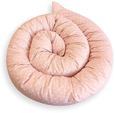 Bebeloo Zugluftstopper Durchzugstopper Windstopper für Türen und Fenster Luftzugstopper für Tür Türschlange Türrolle Baumwollstoff (Rosa Punkte, 150 cm)