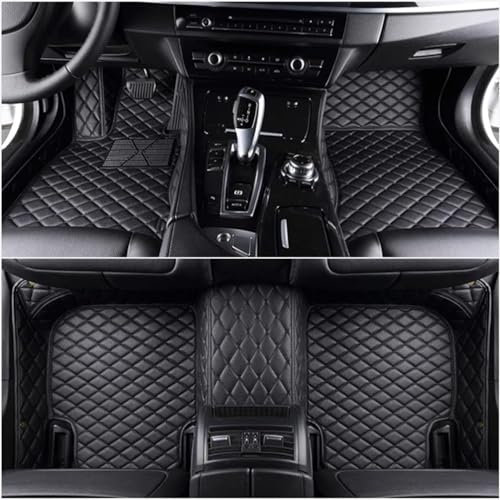 WOLWES Auto Leder Fußmatten für BM-W 5 Series (G30) 520 530 525 540 535 2019-2022 (LHD), Nach Maß Allwetter wasserdichte rutschfeste Auto FußMatte Teppich Set Innenraumschutz ZubehöR,A/Black