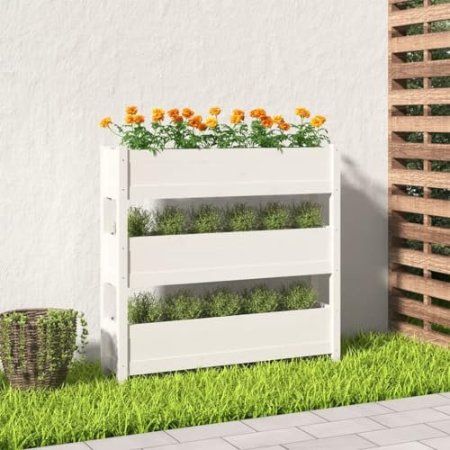 AUUIJKJF Macetero de madera maciza de pino blanco de 112 x 25 x 104,5 cm