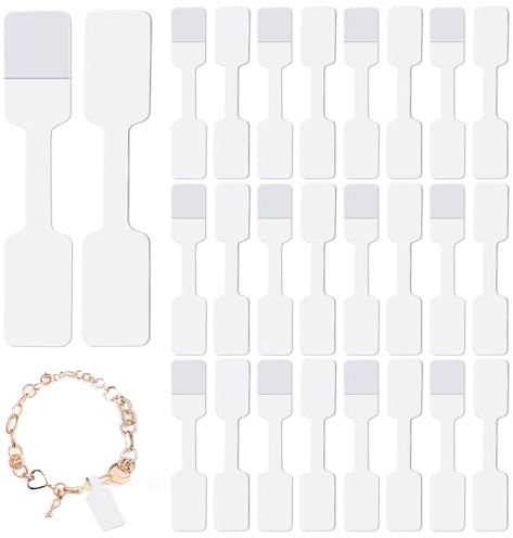 200Pcs Blank Jewelry Price Tags Stickers Bracelet Tags Jewelry Tag for Pricing, Small Self Adhesive Blank Label, Barbell Label White Price Labels for Necklace Earring Rings
