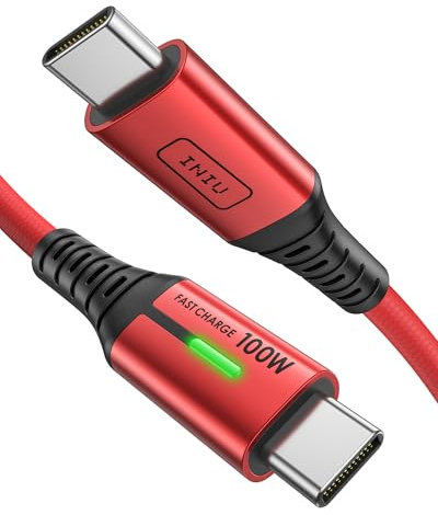 INIU - Cable de carga rápida USB C, 2 m/RED, cable de datos USB A a USB C, de nailon, para Samsung S21, S22, Note 10, Google Pixel 7, iPad Pro, Huawei, Xiaomi 11, PS5, etc.