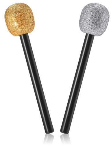 Lusofie 2 Stück Kunststoff Gefälschtes Glitzerndes Simulation Mikrofon Requisiten Mikrophone Prop für Kleidung Requisiten Können für Party Versammlungen Verwendet Werden