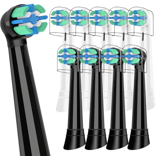 Aufsteckbürsten kompatibel mit Oral B iO Elektrische Zahnbürste, für iO 2/3/4/5/6/7/8/9/10 Serie, weiche Borsten zum Schutz von Zähnen und Zahnfleisch, Schwarz/Weiß, 10 Stück