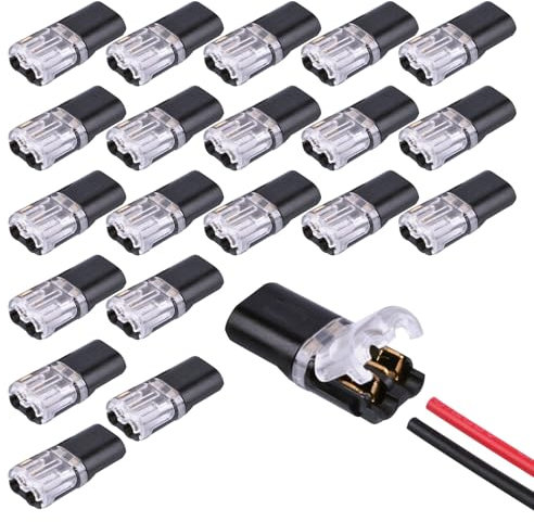 20PCS Quick Electrical Wire Connector - 2 Pin Push Fit Peel-Free Crimp Terminal for LED