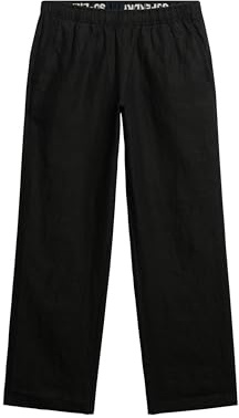 Superdry Damen Leinenhose mit Kordelzug Schwarz 34