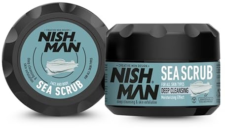 NISHMAN Gesichts- und Körperscrub - Sea Scrub 300ml - Exfolierende Hautpflege für Männer – Entfernt Tote Hautzellen, Reinigt Tiefenwirksam und Sorgt für einen Frischen, Weichen und Strahlenden Teint