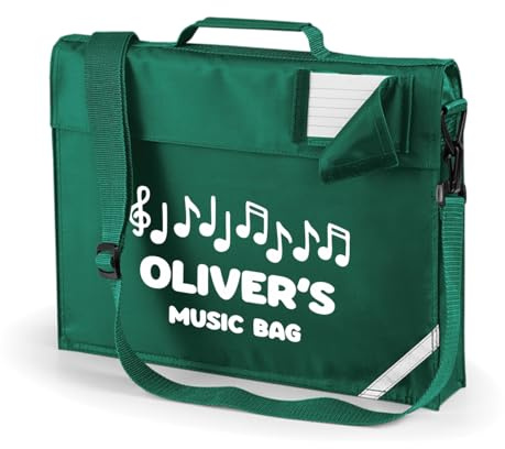 Nametape Express Music/Piano Book bag version 2 Printed with Name | Shoulder Strap | Music, Book Bag Perfect for school (Bottle Green)