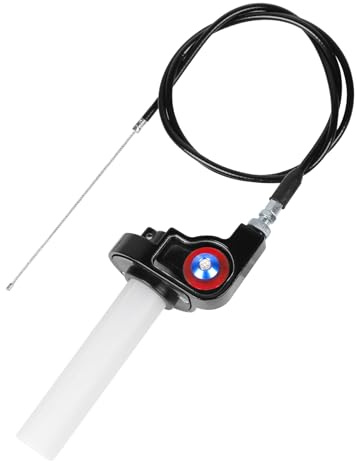 EXLECO Alu Kurzhubgasgriff 22mm, mit 1,2M Motorrad Gaszug, Schwarz | Schnellgasgriff Motorrad 50cc-200cc, Lenkergriffe Quick Turn Twist Gaszug, Kurzhub Gas Griff für Motocross Dirt Bike Roller
