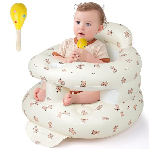 Wuciray Asiento Inflable para Bebé Portátil Sofá Hinchable Bebe de Suelo Camping Playa Viajes Alimentación Asientos para Sentarse Silla Inflable para Bebé Asientos Inflable para Bebes con Bandeja (2#)