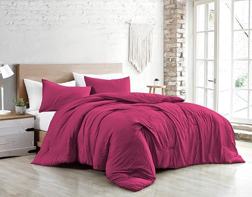 Jenny Sesal Set copripiumino letto - tinta unita - Made in Italy Matrimoniale - singolo - Una Piazza e Mezzo - Set Copripiumino + Federe (Fucsia, Singolo)