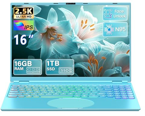 Fsjun 16 Zoll FHD Laptop Grün, 1TB SSD, 16GB DDR4 RAM, Quad-Core N95 CPU