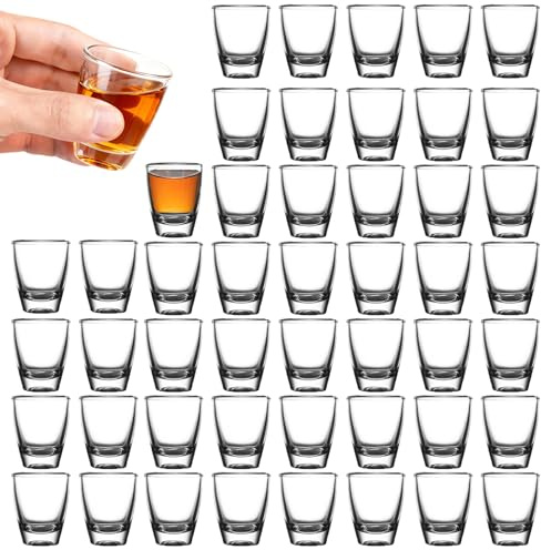 48 PCS Vasos de Chupito, Vaso de Chupito con Base Gruesa, 30 ml Vaso de Vidrio Templado, Vasos de Vino en Forma de Huevo, Juego de Shot Glass para Aguardiente, Vodka, Fiestas, Fiesta, Club, Bar