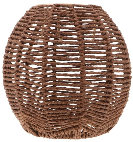 Hemobllo Abat-jour Suspendu Tissé Main en Corde de Papier Brun, Cache-ampoule pour Luminaire Plafond, Abat-jour Cage Décoratif pour Salle à Manger, Restaurant et Couloir, Protection