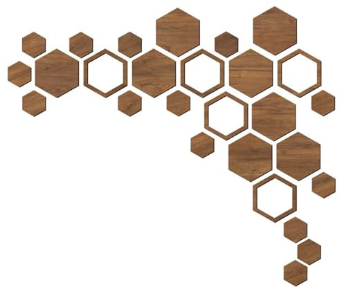 Sechseckige Holzwandkunst, geometrische Holzdekorationen, moderne selbstklebende Paneele zum Abziehen und Aufkleben, natürliche FSC-zertifizierte Fliesen für Wohnzimmer, Küche, Badezimmer, 3D-Waben