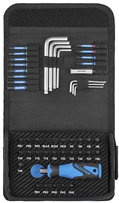 GEDORE TC 666 H‑047 Bit Kit, 47‑teilig, Torsions‑Bits 25 mm und 50 mm, Bit‑Schraubendreher, Winkelschraubendreher HEX 1,5–6 mm, Bit‑Halter, Textiltasche