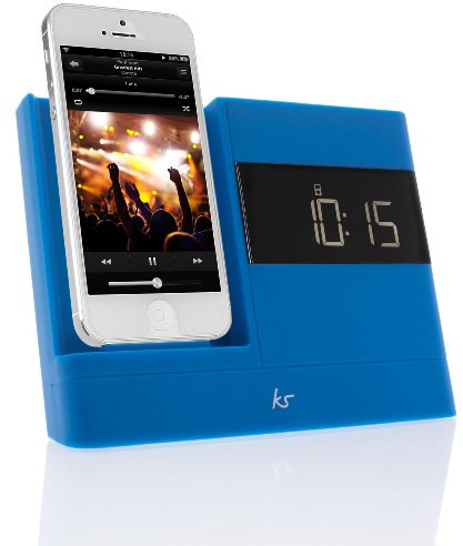 KitSound XDOCK2 Radio Uhr Dockingstation/Ladegerät mit Lightning Anschluss für iPhone 5/5S/5C/SE, iPod Nano 7. Generation and iPod Touch 5. Generation (UK Netzstecker) - Blau