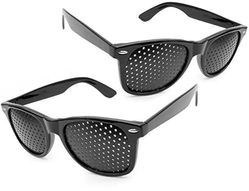 Ganzoo Gitterbrille aus Kunststoff für Augenübungen im Nah- und Fernbereich | Kunststoffrahmen für verschiedene Blickdistanzen, zahlreiche Sichtfelder, stenopäisches Prinzip, geringes Gewicht von 24 g