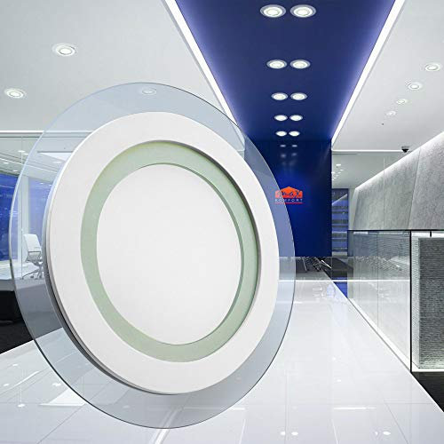 LED Panel 12W RUND Glasrand leuchtend Einbaustrahler Einbauleuchte Deckenstrahler Deckenleuchte Deckenlampe Ultraslim Slim EEK: A