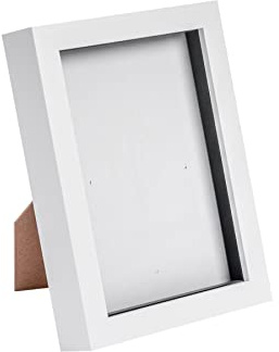Nicola Spring 3D Shadow Box Photo Frame - 5x7 (12x17cm) - Pack of 1 - White 3D Photo Frame Box Picture Portrait Display Case for Crafts, Keepsakes, Wedding, Graduation