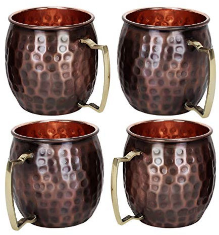 Zap Impex Set di 4 tazze antiche moscow mule in rame martellato