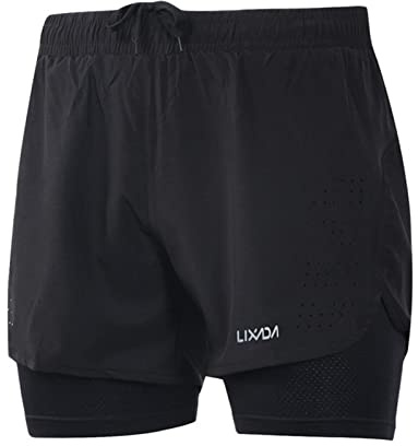 Lixada Short de Course Séchage Rapide Exercice d'Entraînement Actif Respirant Jogging Cyclisme Shorts avec Longer Liner