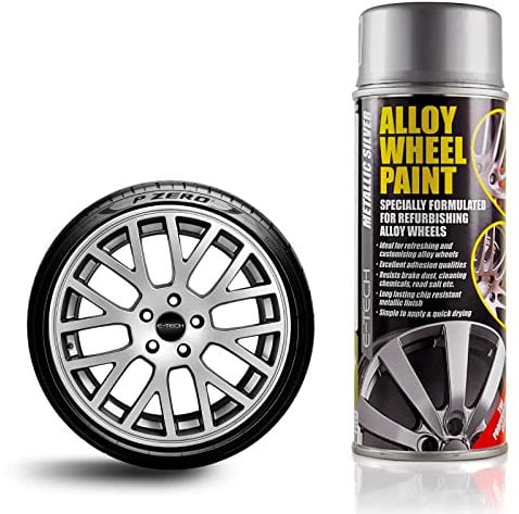E-TECH Metallic Silver Alloy Wheel Paint Chip Resistant Wheel Refurbishment 400ml Can