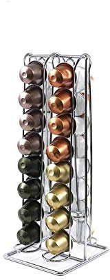 Ducomi® Arabica ? Cápsulas espacio de acero ? Dispensador para 32 Cápsulas Nespresso y compatibles ? Soporte distribuidor Porta Cápsulas Café a 4 columnas ? Diseño y praticità 30 x 13 x 10,5 cm)