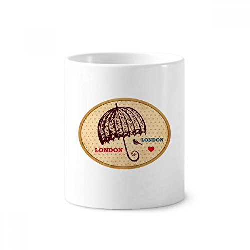UK London Umbrella Stamp British Ceramic Toothbrush Pen Holder Mug White Cup 350ml Gift