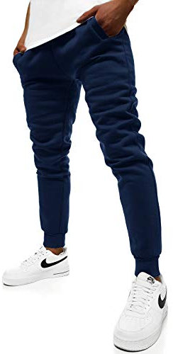 OZONEE Herren Jogginghose Hose Sport Trainingshose Sporthose Freizeithose Unifarbe Herrenhose Sweatpants Fitnesshose Sweathose Fußballhose Jogpants Joggpants JS/XW01 DUNKELBLAU L