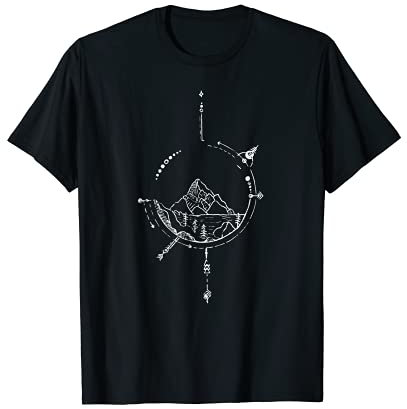 Vintage Travel, outdoor Kompass Shirt Handgezeichnet