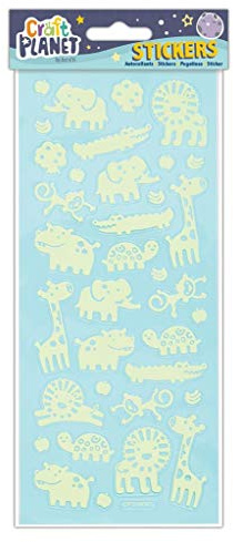 Craft Planet Fun Stickers, Glow in The Dark Material Safari, for Young Crafters, Room Decor, Bedroom Wall Stickers, Accessories, Create Wallpaper Art, Light Switch Kids Bedroom