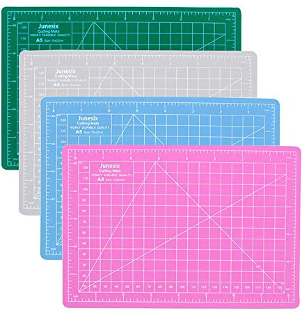 4 PCS Double Sided Self Healing Cutting Mat, Rotary Cutting Board with Grid & Non Slip Surface, Rotary Cutter for Craft, Fabric, Quilting, Sewing, Scrapbooking Project