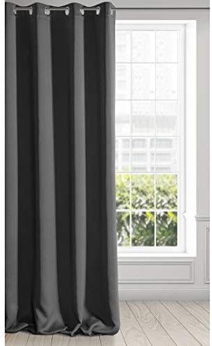 Eurofirany Logan Vorhang Blickdicht, Blackout, Satin Verdunkelungsvorhang mit Ösen-1 STK. Ösenvorhang, Elegant, Glatt, Einfarbig, Wohnzimmer, Schlafzimmer, Schwarz, 135x250 cm