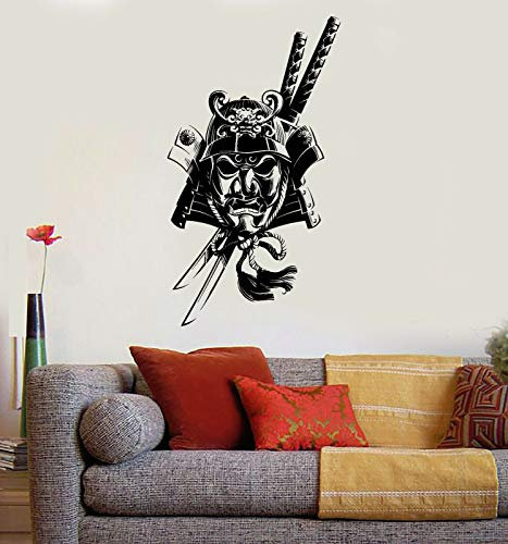myrockshirt Wandtattoo Aufkleber Samurai-Maske Katana Asiatische Kunst-Art- für alle glatten Flächen UV&Waschanlagenfest Au