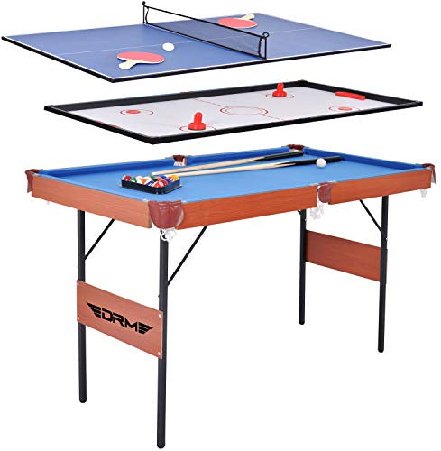 ALPIKA 55 Zoll 3 in 1 Multi-Spieltisch, klappbarer Billardtisch/Billard-Snookertisch, Airhockey-Tisch, Tischtennisplatte mit allem Zubehör