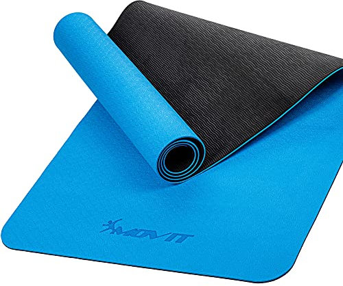 MOVIT Gymnastikmatte, Yogamatte, hautfreundlich und rutschfest, 190 x 60cm, Stärke 0,6cm, Hell-blau