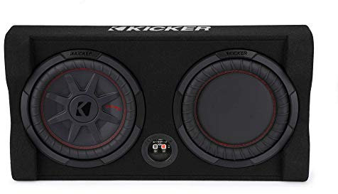 KICKER TRTP 10-inch (25cm) Thin Down Firing Subwoofer and Passive Radiator Enclosure, 2-Ohm, RoHS Compliant