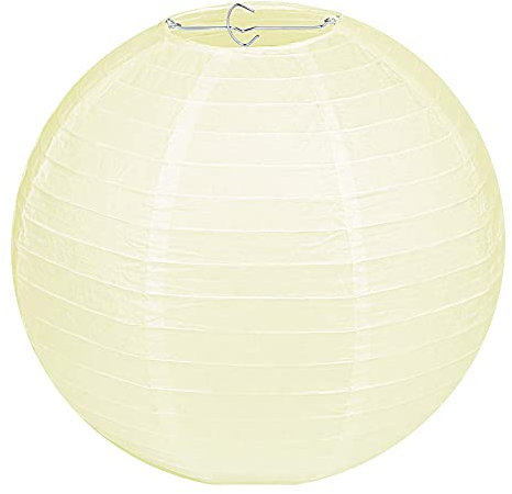 LIHAO Lampenschirm Lampion Rund Hellgelb Papier Laterne Classic Bamboo Style Gerippter Lampenschirm Deko für Party Garten Hochzeit Dekoration (25 cm, 10)