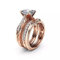 BAJIE Fede Nuziale in Oro Rosa con Diamanti Bianchi Naturali, Anello da Donna, Gioielli con Diamanti, Principessa, Anello da Donna