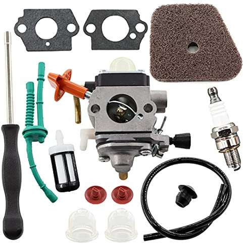 MCHNIC Kit de carburateur pour Sthil FS87 FS90 FS100 FS110 FS130 HL95 HL100 HT100 HT101 KM90 KM100 KM110 SP90 coupe-fil 4180-120-0610 remplacement avec filtre à air Tournevis