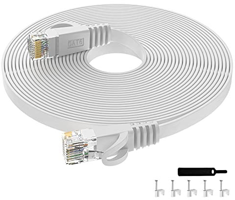 Lovicool Cat6 Netzwerkkabel Flach Ethernet-Kabel 8 Meter LAN Kabel Internetkabel Kompatibel mit Switch Router Modem Patch Panel PC Hochgeschwindigkeits- Gigabit RJ45 1000Mbit/s (weiß)