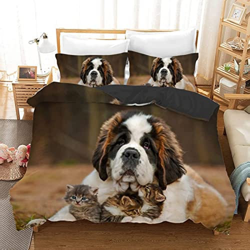 HAIKUO BettwäSche 135x200 Aprikose Bernhardiner Mikrofaser Bettwäsche + 1 Kissenbezug 80x80cm - Mit Reisverschluss BettwäSche Flauschig - Geeignet FüR Erwachsene Und Kinder