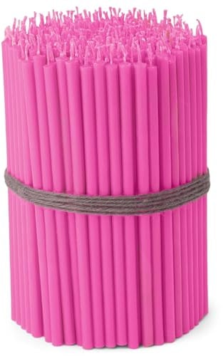 NKlaus 250 rosa Stabkerzen aus Premium-Paraffinwachs, 16cm, dünn | Rußfrei und tropffrei, 5mm, 0,2mm