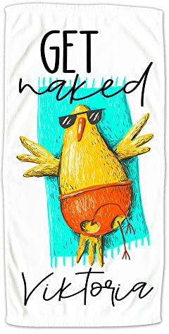GRAZDesign Badetuch, Duschtuch mit Namen personalisiert, für Kinder und Erwachsene, Zwei Größen (70 x 140 cm, Get Naked)