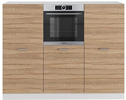 Vicco Küchenblock R-Line, Miniküche, Sonoma/Weiß, 180 cm ohne Arbeitsplatte