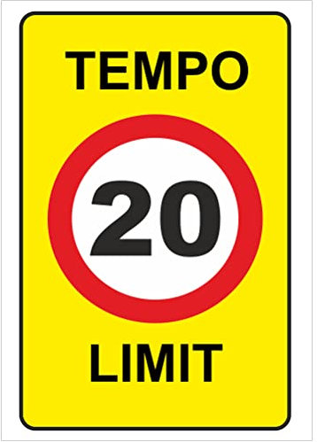 Indigos UG - Schild Tempo Limit 20-200x150 mm - Hotel, Firma, Schutz, Kita, Arzt, Praxis - Sicherheit - Warnung - Aluverbundplatte 3mm, Wohnung - Hinweisschild - Warnschild